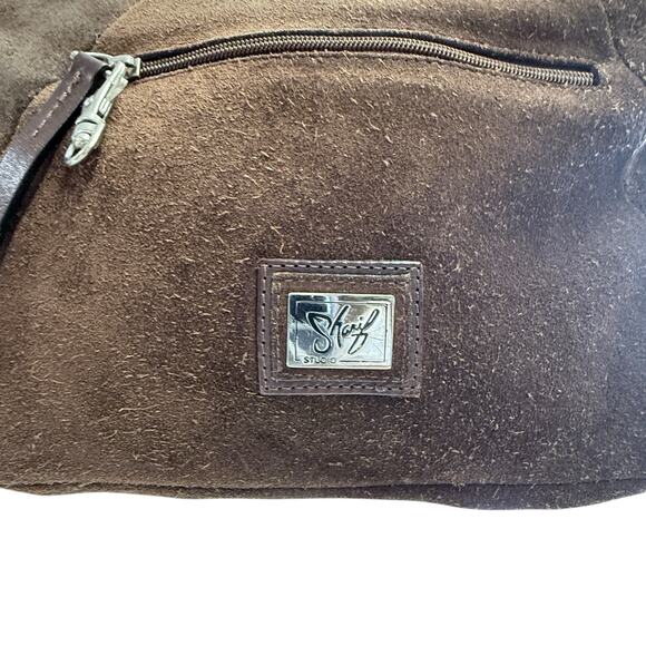 Vintage Sharif Studio Brown Suede Leather Shoulder Bag Whimsigoth 90s Y2K - Picture 3 of 7